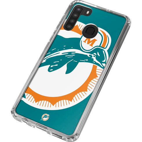 NFL Miami Dolphins Retro Logo Galaxy A21 Clear Case