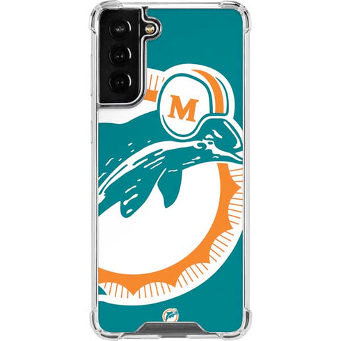 NFL Miami Dolphins Retro Logo Galaxy S21 FE Clear Case