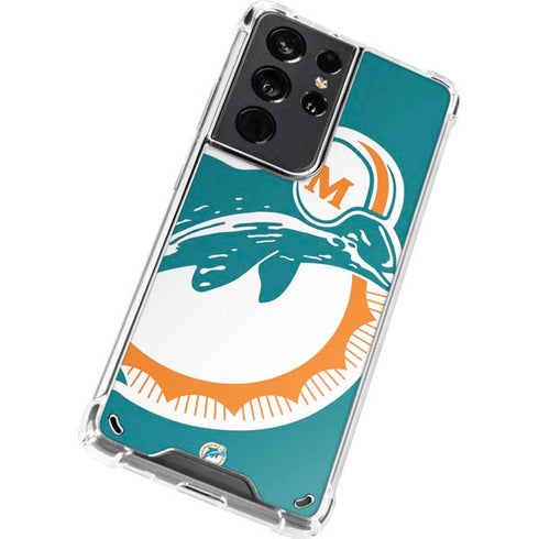 NFL Miami Dolphins Retro Logo Galaxy S21 Ultra 5G Clear Case
