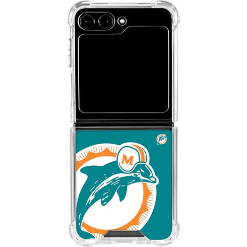 NFL Miami Dolphins Retro Logo Galaxy Z Flip5 5G Clear Case