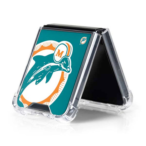 NFL Miami Dolphins Retro Logo Galaxy Z Flip5 5G Clear Case