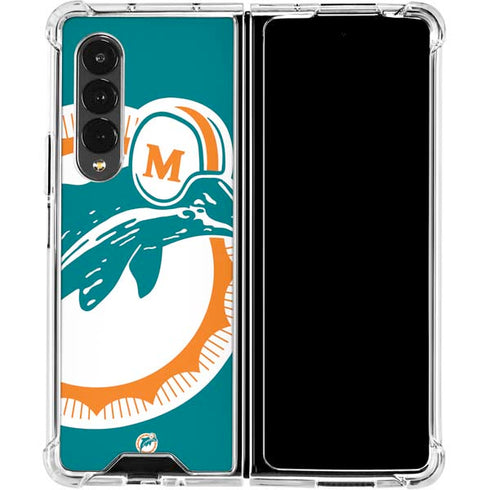 NFL Miami Dolphins Retro Logo Galaxy Z Fold4 5G Clear Case