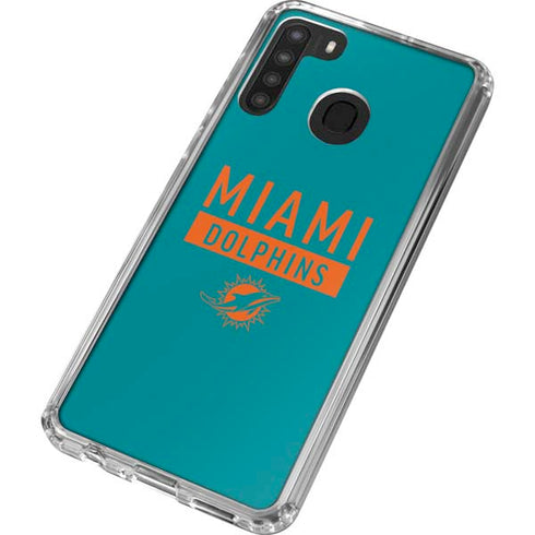 NFL Miami Dolphins Teal Performance Series Galaxy A21 Clear Case
