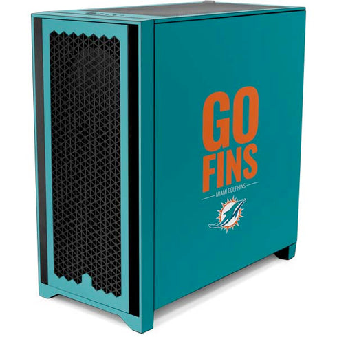 NFL Miami Dolphins Team Motto Corsair 4000D Tempered Glass Mid-Tower ATX Case Skin