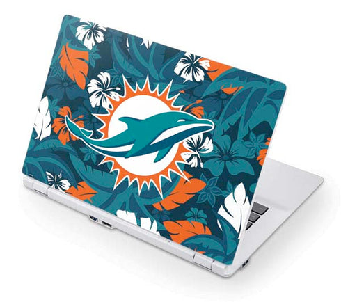 NFL Miami Dolphins Tropical Print Acer Chromebook Skin