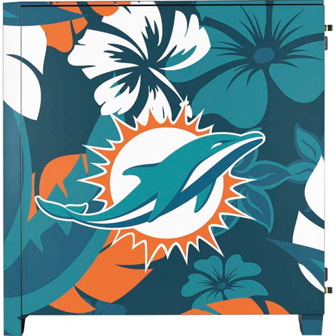 NFL Miami Dolphins Tropical Print Corsair 4000D Tempered Glass Mid-Tower ATX Case Skin