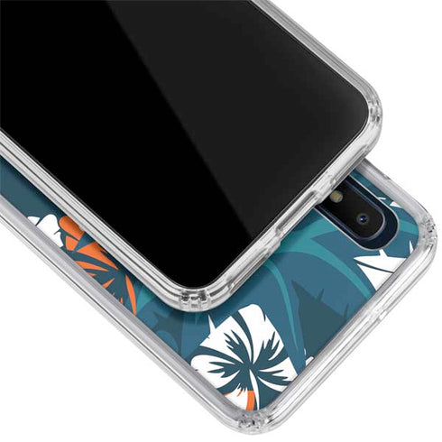 NFL Miami Dolphins Tropical Print Galaxy A10e Clear Case