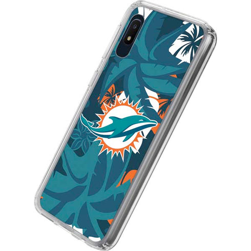 NFL Miami Dolphins Tropical Print Galaxy A10e Clear Case