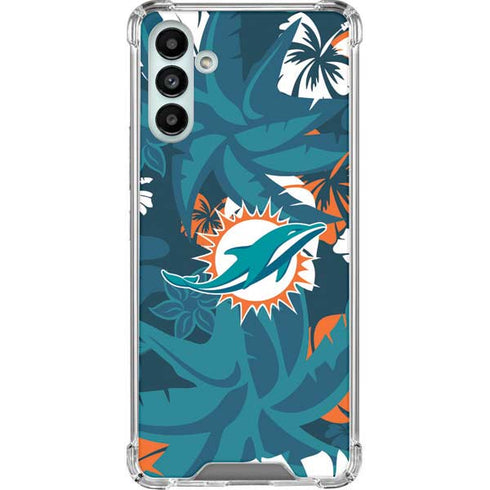 NFL Miami Dolphins Tropical Print Galaxy A13 5G Clear Case