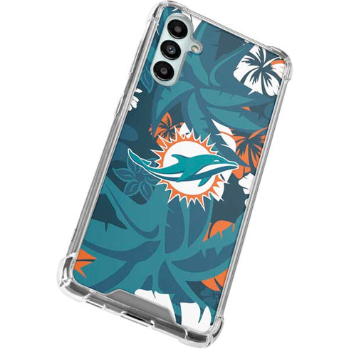NFL Miami Dolphins Tropical Print Galaxy A14 5G Clear Case