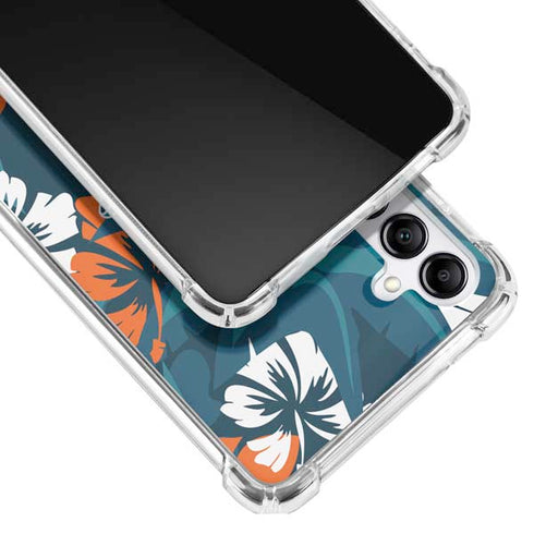 NFL Miami Dolphins Tropical Print Galaxy A14 5G Clear Case