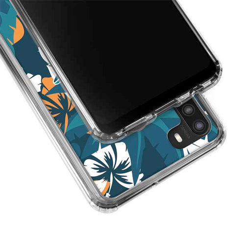 NFL Miami Dolphins Tropical Print Galaxy A21 Clear Case