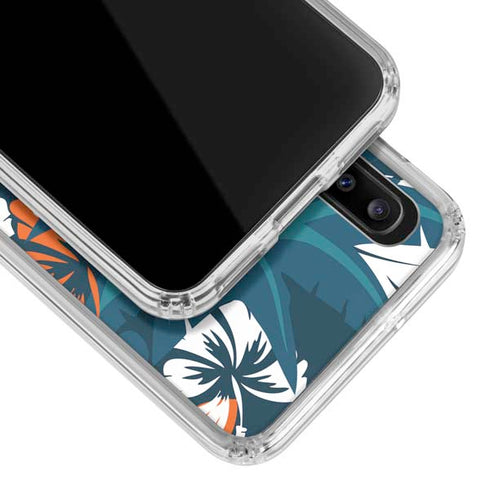 NFL Miami Dolphins Tropical Print Galaxy A30 Clear Case
