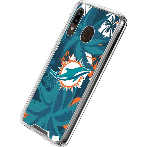 NFL Miami Dolphins Tropical Print Galaxy A30 Clear Case