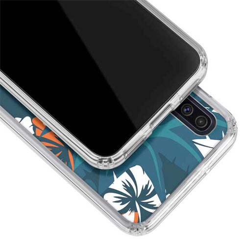 NFL Miami Dolphins Tropical Print Galaxy A50 Clear Case