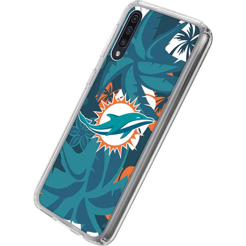 NFL Miami Dolphins Tropical Print Galaxy A50 Clear Case