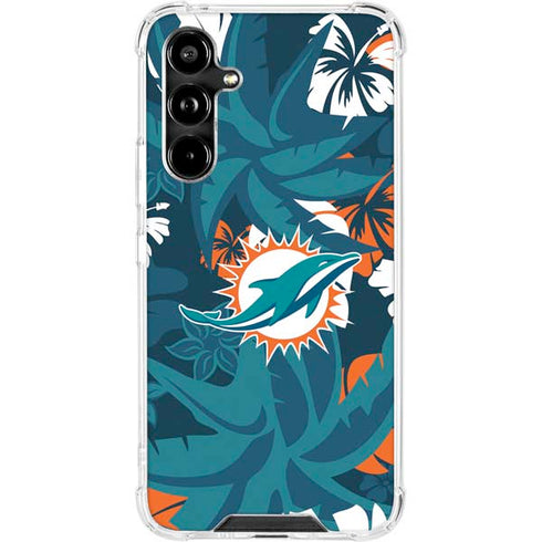 NFL Miami Dolphins Tropical Print Galaxy A54 5G Clear Case