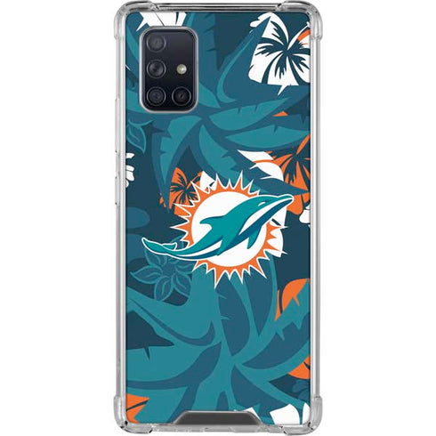 NFL Miami Dolphins Tropical Print Galaxy A71 5G Clear Case