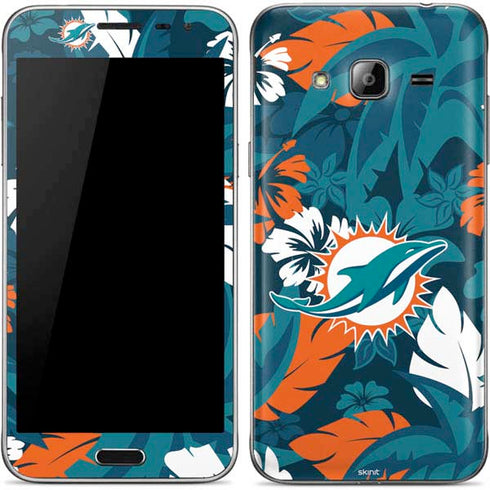 NFL Miami Dolphins Tropical Print Galaxy J3 Skin