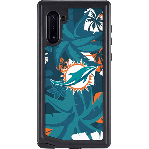 NFL Miami Dolphins Tropical Print Galaxy Note 10 Waterproof Case