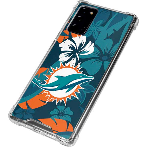 NFL Miami Dolphins Tropical Print Galaxy Note20 5G Clear Case