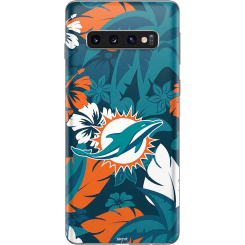 NFL Miami Dolphins Tropical Print Galaxy S10 Skin