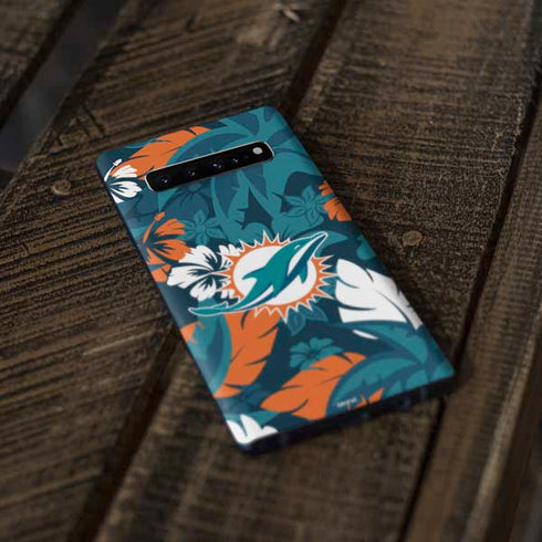 NFL Miami Dolphins Tropical Print Galaxy S10 Skin