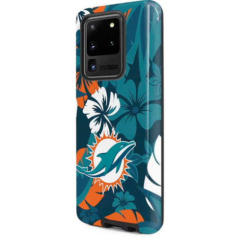 NFL Miami Dolphins Tropical Print Galaxy S20 Ultra 5G Pro Case