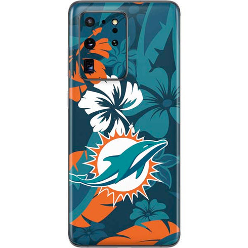 NFL Miami Dolphins Tropical Print Galaxy S20 Ultra 5G Skin