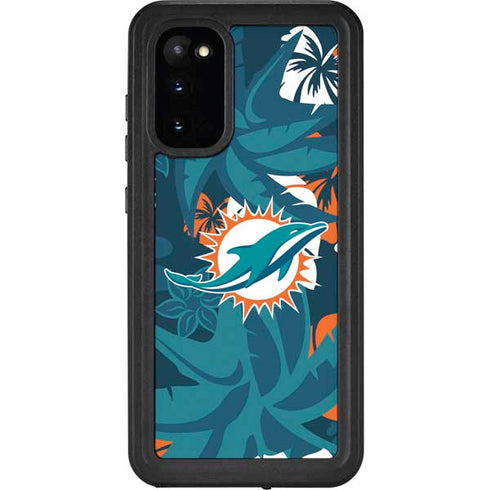 NFL Miami Dolphins Tropical Print Galaxy S20 Waterproof Case