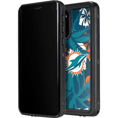 NFL Miami Dolphins Tropical Print Galaxy S20 Waterproof Case