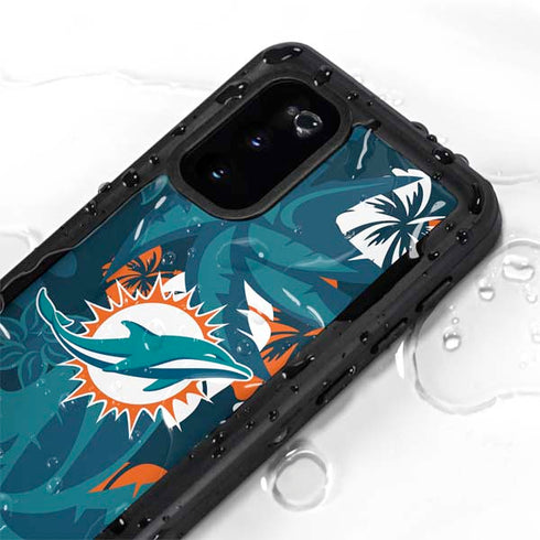 NFL Miami Dolphins Tropical Print Galaxy S20 Waterproof Case