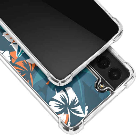 NFL Miami Dolphins Tropical Print Galaxy S21 5G Clear Case