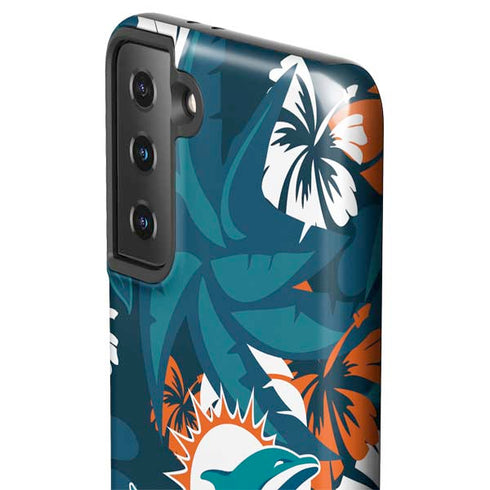 NFL Miami Dolphins Tropical Print Galaxy S21 FE Pro Case