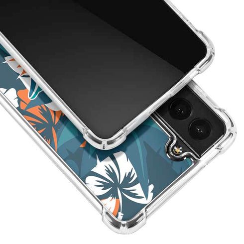 NFL Miami Dolphins Tropical Print Galaxy S21 Plus 5G Clear Case