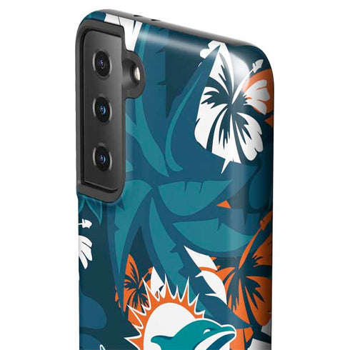 NFL Miami Dolphins Tropical Print Galaxy S21 Plus 5G Pro Case