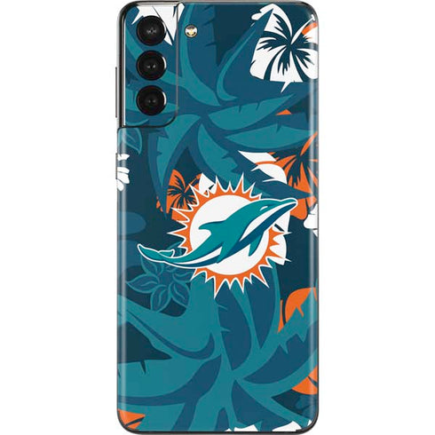 NFL Miami Dolphins Tropical Print Galaxy S21 Plus 5G Skin