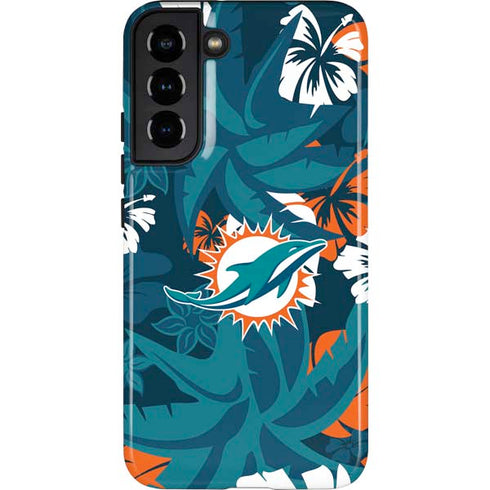 NFL Miami Dolphins Tropical Print Galaxy S22 Plus Pro Case