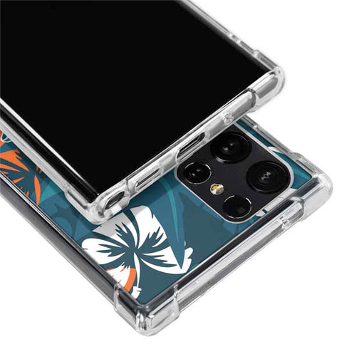 NFL Miami Dolphins Tropical Print Galaxy S22 Ultra Clear Case