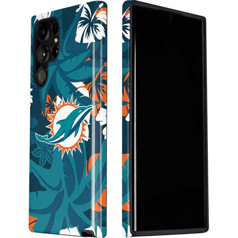 NFL Miami Dolphins Tropical Print Galaxy S22 Ultra Pro Case