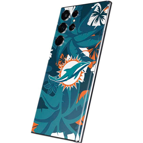 NFL Miami Dolphins Tropical Print Galaxy S22 Ultra Skin