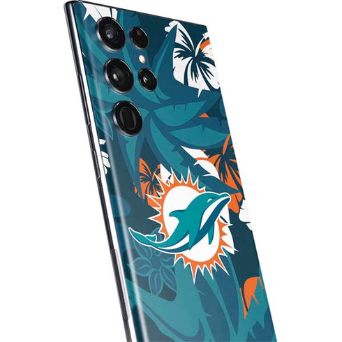 NFL Miami Dolphins Tropical Print Galaxy S22 Ultra Skin