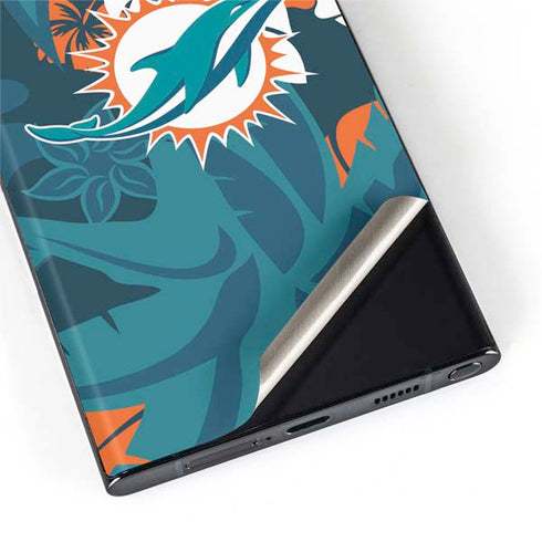 NFL Miami Dolphins Tropical Print Galaxy S22 Ultra Skin