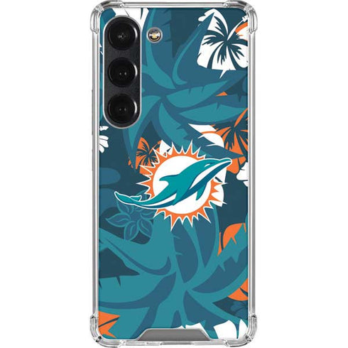 NFL Miami Dolphins Tropical Print Galaxy S23 Clear Case