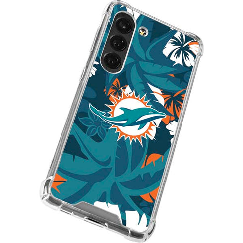 NFL Miami Dolphins Tropical Print Galaxy S23 Clear Case