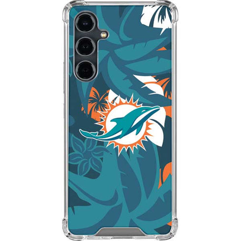NFL Miami Dolphins Tropical Print Galaxy S23 FE Clear Case
