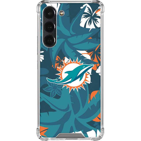 NFL Miami Dolphins Tropical Print Galaxy S23 Plus Clear Case