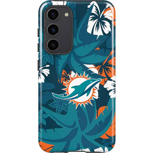 NFL Miami Dolphins Tropical Print Galaxy S23 Plus Pro Case