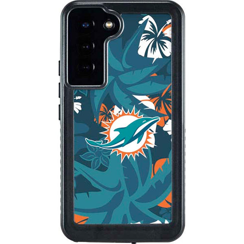 NFL Miami Dolphins Tropical Print Galaxy S23 Plus Waterproof Case