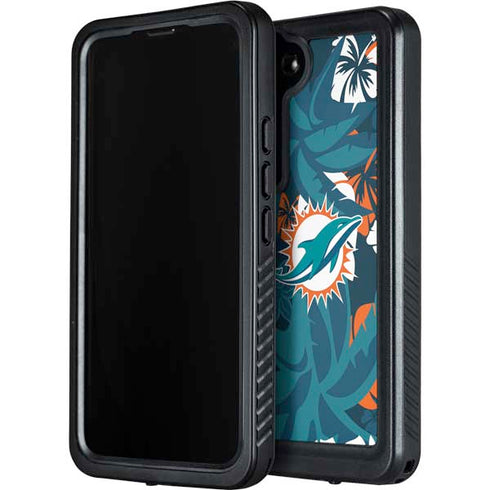 NFL Miami Dolphins Tropical Print Galaxy S23 Plus Waterproof Case